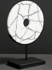 Fifty Five South Black/White Marmara Marble Sculpture on Iron Ornaments Stand - Image 2 of 6