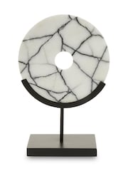 Fifty Five South Black/White Marmara Marble Sculpture on Iron Ornaments Stand - Image 3 of 6