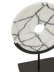 Fifty Five South Black/White Marmara Marble Sculpture on Iron Ornaments Stand - Image 5 of 6
