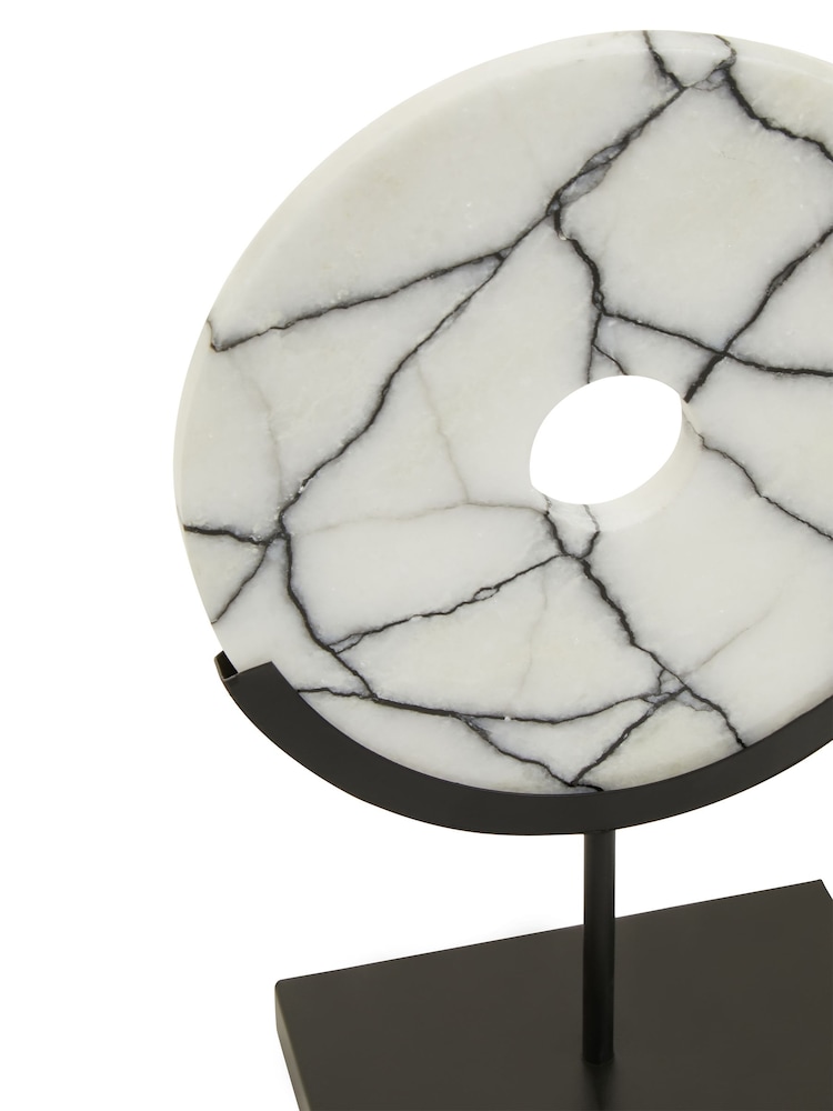 Fifty Five South Black/White Marmara Marble Sculpture on Iron Ornaments Stand - Image 5 of 5 Fifty Five South Black/White Marmara Marble Sculpture on Iron Ornaments Stand - Image 5 of 5
