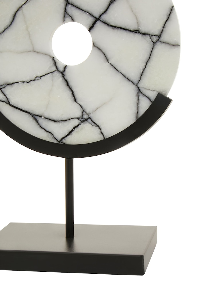 Fifty Five South Black/White Marmara Marble Sculpture on Iron Ornaments Stand - Image 6 of 6 Fifty Five South Black/White Marmara Marble Sculpture on Iron Ornaments Stand - Image 6 of 6