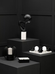 Fifty Five South Black White Marmara Small Trinket Box - Image 1 of 6