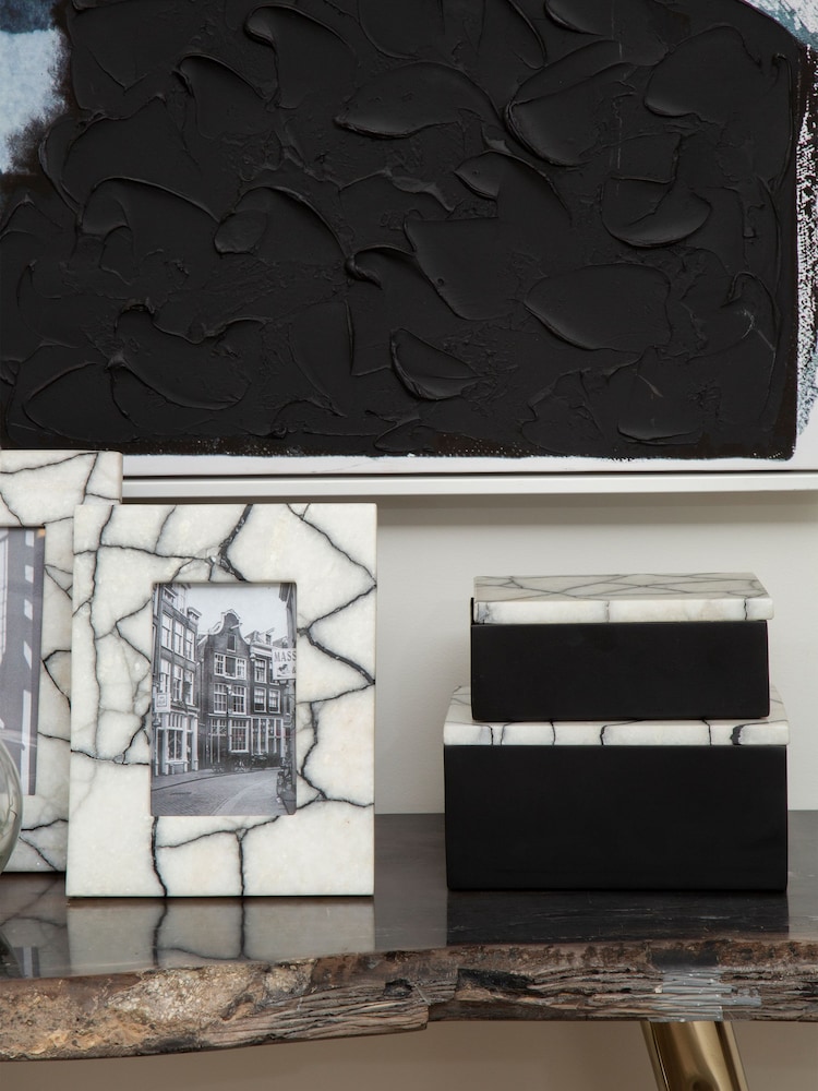 Fifty Five South Black White Marmara Small Trinket Box - Image 2 of 6
