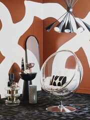 Fifty Five South Black White Marlo Ceramic Umbrella Stand - Image 1 of 5