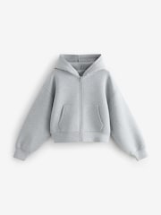 Charcoal Grey Scuba Zip Through Hoodie - Image 1 of 3