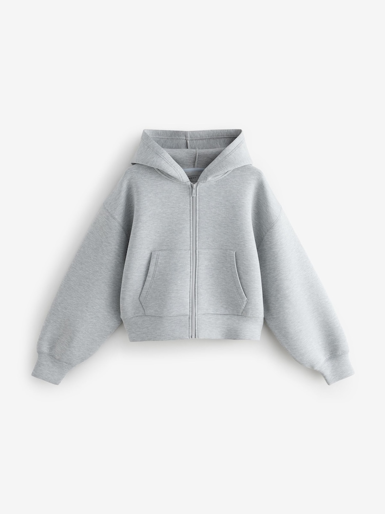 Charcoal Grey Scuba Zip Through Hoodie - Image 1 of 3