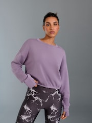 Purple Modal Blend Ruched Side Detail Sweatshirt - Image 2 of 9