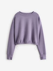 Purple Modal Blend Ruched Side Detail Sweatshirt - Image 7 of 9