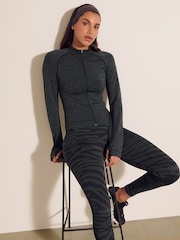 Charcoal Grey Seamless Active Zip Through Yoga Jacket - Image 2 of 8