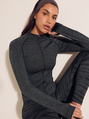 Charcoal Grey Seamless Active Zip Through Yoga Jacket - Image 5 of 8
