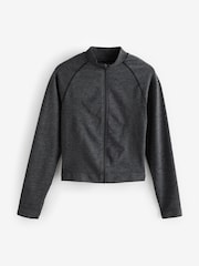 Charcoal Grey Seamless Active Zip Through Yoga Jacket - Image 6 of 8