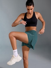 Dark Green Active Sports Jersey Layer Running Shorts with Pockets - Image 1 of 8