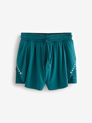 Dark Green Active Sports Jersey Layer Running Shorts with Pockets - Image 6 of 8
