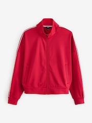 Red Retro Tracksuit Jacket with Contrast Piping - Image 6 of 10