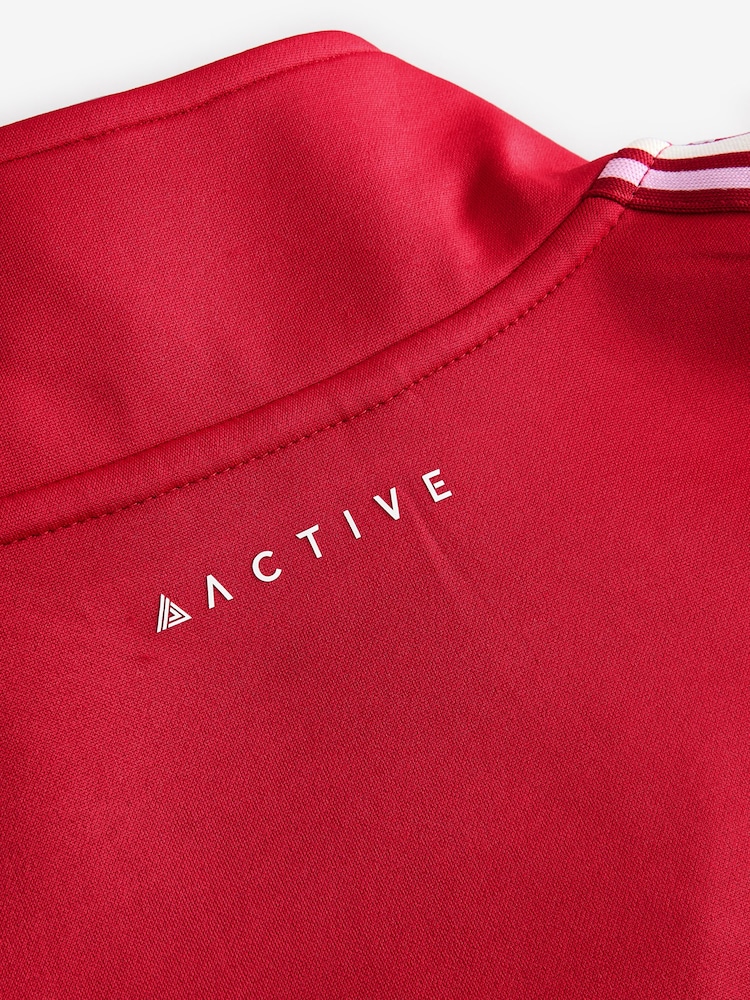 Red Retro Tracksuit Jacket with Contrast Piping - Image 7 of 10