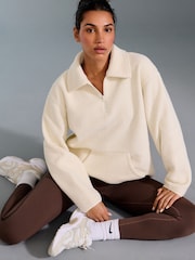 Ecru Active Sports Collared Borg Fleece Jacket - Image 1 of 8
