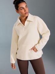 Ecru Active Sports Collared Borg Fleece Jacket - Image 2 of 8