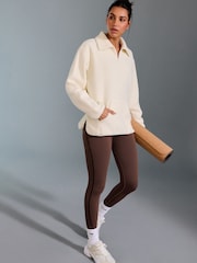 Ecru Active Sports Collared Borg Fleece Jacket - Image 3 of 8