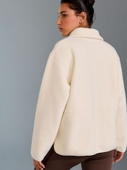 Ecru Active Sports Collared Borg Fleece Jacket - Image 4 of 8