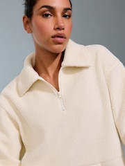 Ecru Active Sports Collared Borg Fleece Jacket - Image 5 of 8