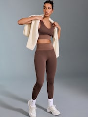 Brown Seamless Waffle Sports Leggings - Image 1 of 9