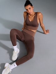 Brown Seamless Waffle Sports Leggings - Image 5 of 9