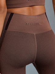 Brown Seamless Waffle Sports Leggings - Image 6 of 9