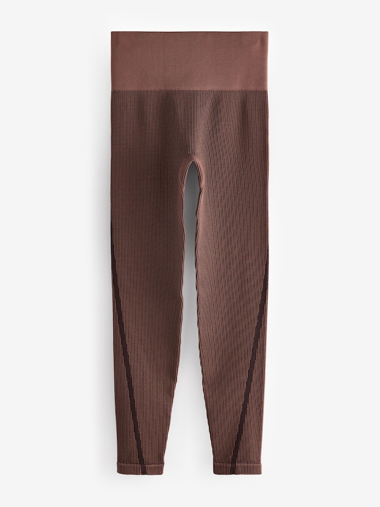 Brown Seamless Waffle Sports Leggings - Image 7 of 9