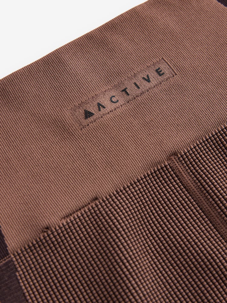 Brown Seamless Waffle Sports Leggings - Image 8 of 9