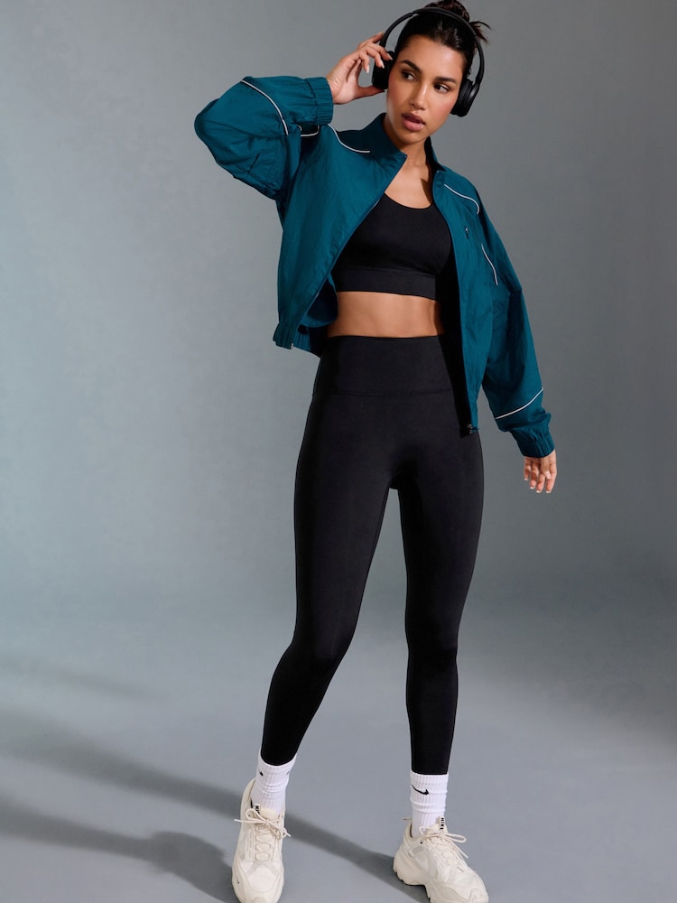 Dark Green Running Jacket with Reflective Piping - Image 2 of 9