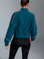 Dark Green Running Jacket with Reflective Piping - Image 3 of 9