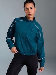 Dark Green Running Jacket with Reflective Piping - Image 5 of 9
