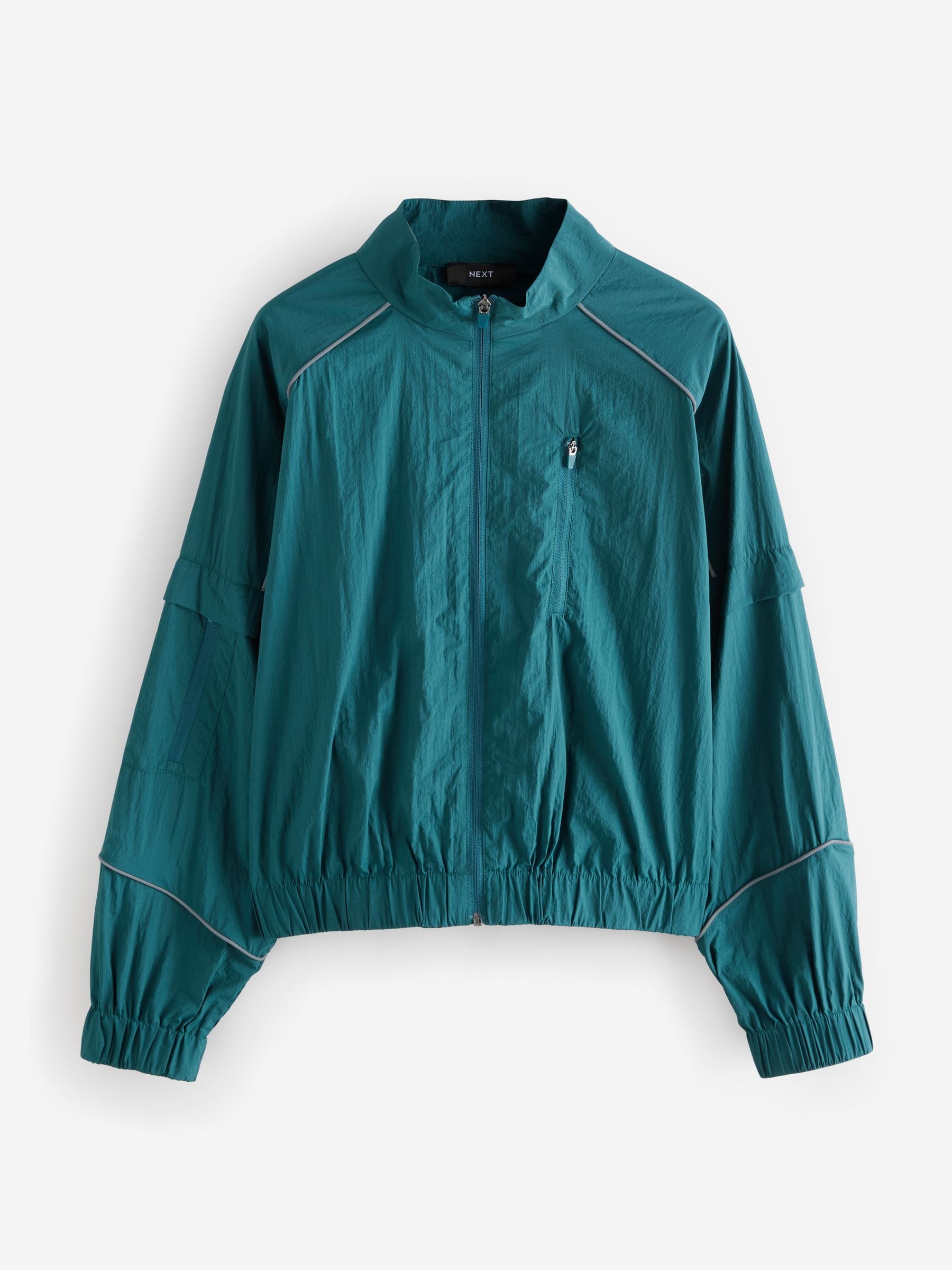 Buy Dark Green Running Jacket with Reflective Piping from Next