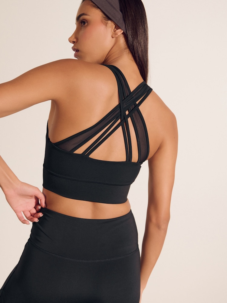 Black Power Active Sports Bra with Mesh Layer - Image 2 of 8