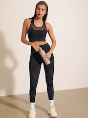 Black Power Active Sports Bra with Mesh Layer - Image 3 of 8