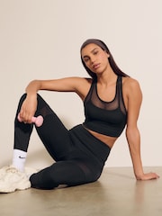 Black Power Active Sports Bra with Mesh Layer - Image 4 of 8