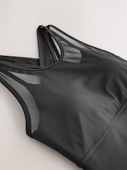 Black Power Active Sports Bra with Mesh Layer - Image 7 of 8