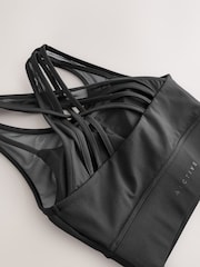 Black Power Active Sports Bra with Mesh Layer - Image 8 of 8