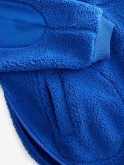 Cobalt Blue Hooded Elbow Patch Borg Fleece Jacket - Image 7 of 8