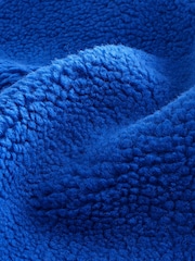 Cobalt Blue Hooded Elbow Patch Borg Fleece Jacket - Image 8 of 8