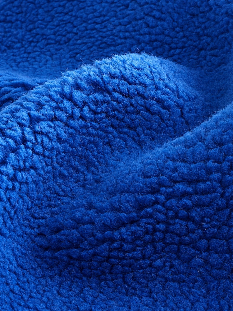 Cobalt Blue Hooded Elbow Patch Borg Fleece Jacket - Image 8 of 8