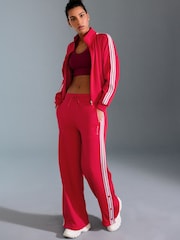 Red Retro Tracksuit Joggers with Contrast Piping - Image 2 of 8