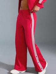 Red Retro Tracksuit Joggers with Contrast Piping - Image 3 of 8
