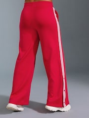 Red Retro Tracksuit Joggers with Contrast Piping - Image 4 of 8
