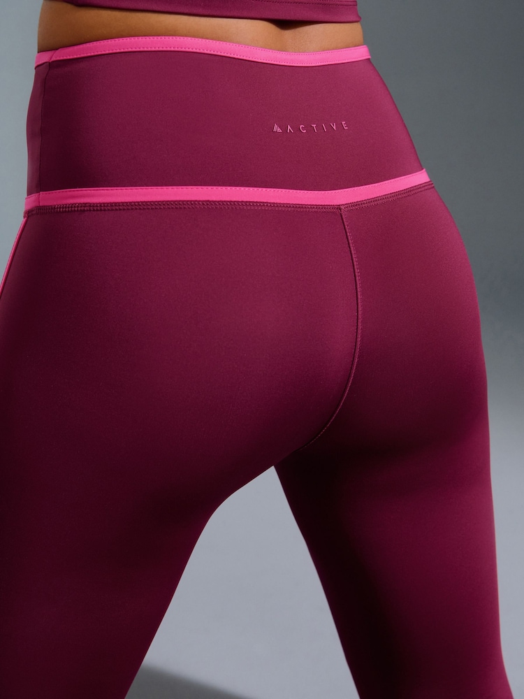 Rouge bordeaux à passepoils - Power Active Sports Leggings - Image 6 of 8