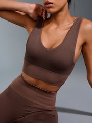 Chocolate Active Waffle Seamless Sports Bra - Image 5 of 9