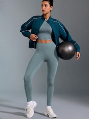 Teal Blue Balance Wrap Front Yoga Leggings - Image 2 of 8
