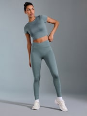 Teal Blue Balance Wrap Front Yoga Leggings - Image 3 of 8