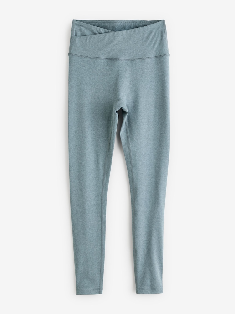 Teal Blue Balance Wrap Front Yoga Leggings - Image 6 of 8
