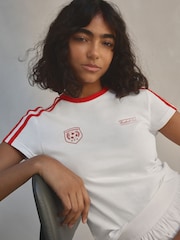 Blanco - Baby Retro Graphic Football 100% Cotton T-Shirt - Imagen 1 de 8